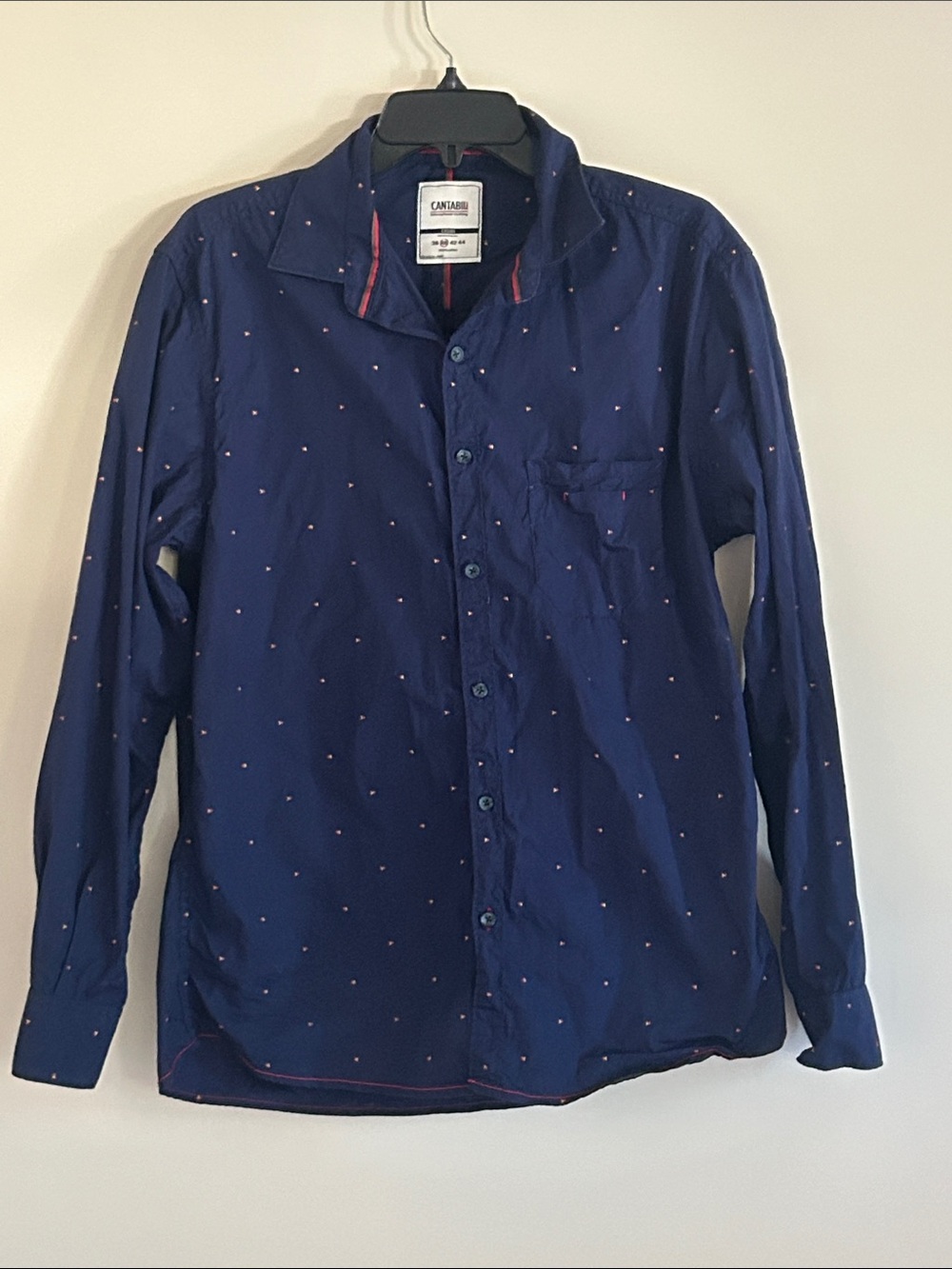 NWOT Cantabil International Clothing Italian 100% Cotton Shirt in Navy Blue.